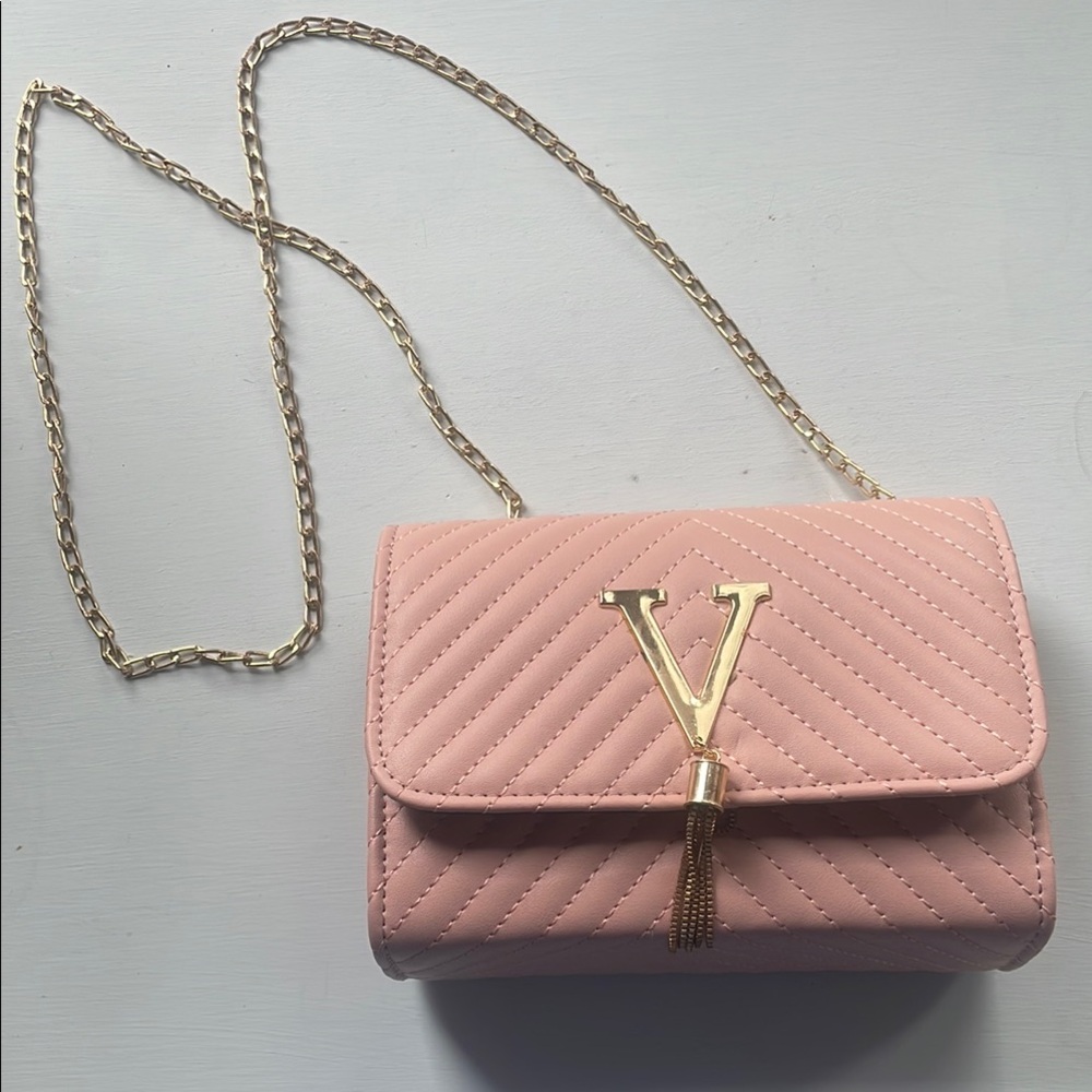 Elegant Pink Quilted Shoulder Bag